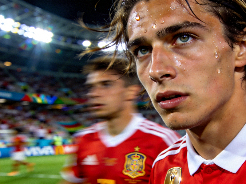 世界杯新星球员特写 - 年轻球员在赛场上的专注表情