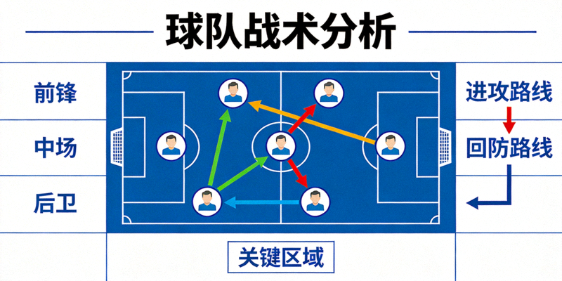 足球世界杯战术分析板，展示球队阵型与跑动路线